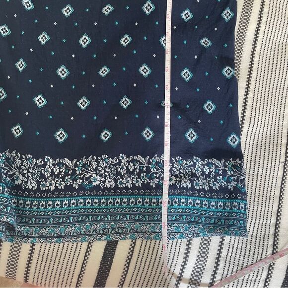 Fun 2 Fun Sleeveless Picnic Print Navy Blue Blouse Medium Coastal Cowgirl Boho - Picture 8 of 9